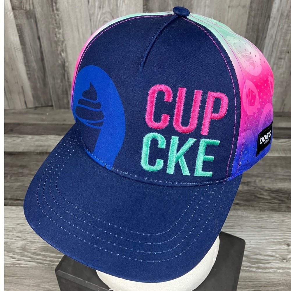 Boco Gear Cupcake Performance Trucker Hat Navy Blue Pink Gradient Snapback Cap